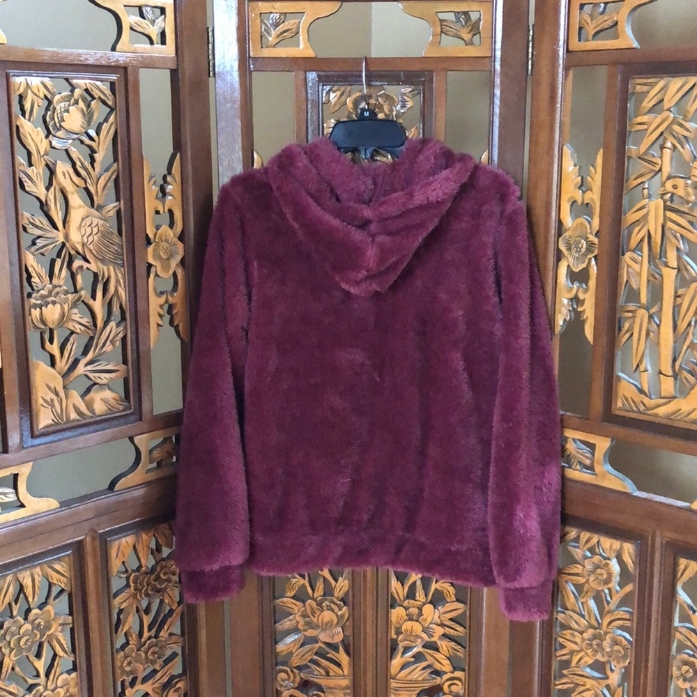 Raspberry Fuzzy Jacket Size S/M - image 2
